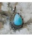 Pendentif ethnique argent pierre naturelle larimar