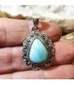 Pendentif ethnique argent pierre naturelle larimar