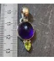 Pendentif argent pierres naturelles améthyste et péridot