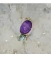 Pendentif argent pierres naturelles améthyste et aigue marine.