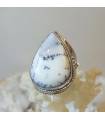 Bague argent pierre naturelle d'agate dendritique