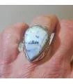 Bague argent pierre naturelle d'agate dendritique