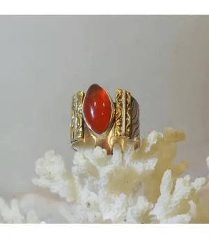 Bague argent laiton et pierre naturelle de cornaline.