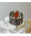 Bague argent laiton et pierre naturelle de cornaline.