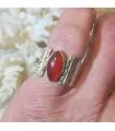 Bague argent laiton et pierre naturelle de cornaline.