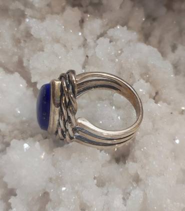 Bague ethnique en argent et pierre naturelle de lapis lazuli