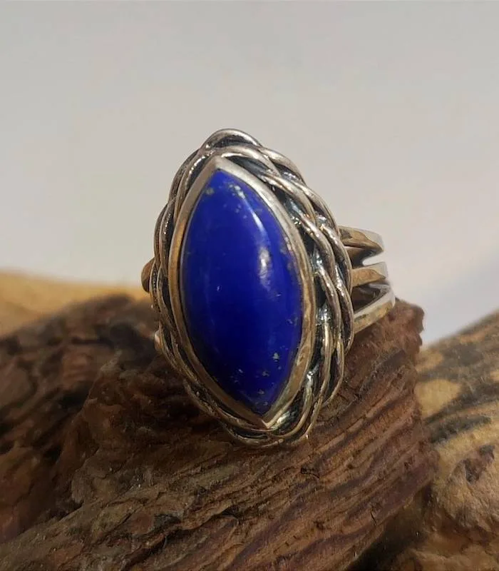 Bague Vayulaksha – Argent 925 & Lapis-Lazuli