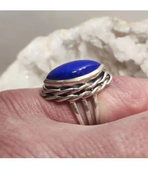 Bague Vayulaksha – Argent 925 & Lapis-Lazuli