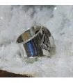 Bague ethnique en argent et pierre naturelle de séraphinite