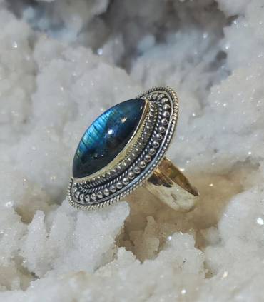 Bague indienne en argent pierre naturelle de labradorite