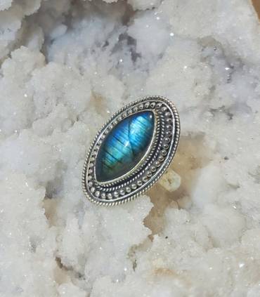 Bague indienne en argent pierre naturelle de labradorite