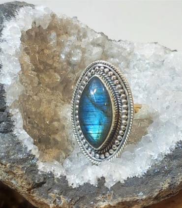 Bague indienne en argent pierre naturelle de labradorite