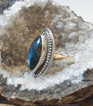 Bague indienne en argent pierre naturelle de labradorite