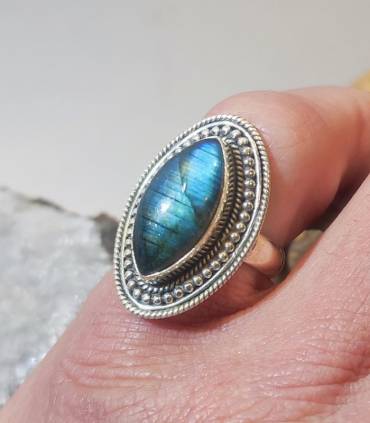 Bague indienne en argent pierre naturelle de labradorite