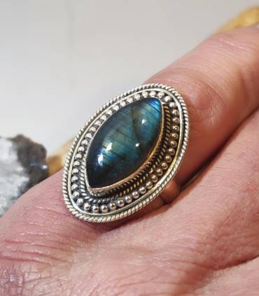 Bague indienne en argent pierre naturelle de labradorite