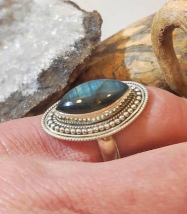 Bague indienne en argent pierre naturelle de labradorite