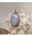 pendentif ethnique en argent et pierre naturelle agate blue lace.