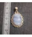 pendentif ethnique en argent et pierre naturelle agate blue lace.