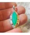 Pendentif argent bijoux ethnique pierre naturelle de chrysoprase.