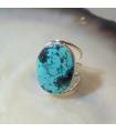 Bague en argent et pierre naturelle de turquoise tibétaine