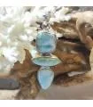 Pendentif en argent triptik de pierres naturelles de larimar.