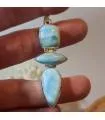 Pendentif en argent triptik de pierres naturelles de larimar.