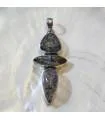 Pendentif argent triptik quartz rutilé tourmaline.
