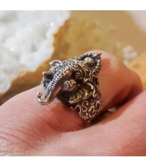bague argent dieu hindou Ganesh