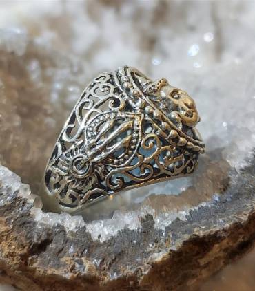 Chevalière argent bague hindou avec Ganesh