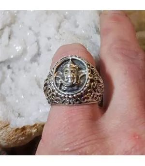 Chevalière argent bague hindou avec Ganesh