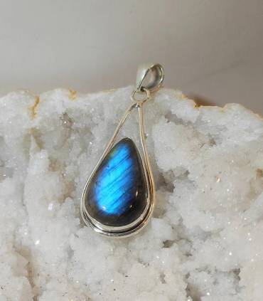 Pendentif argent bijou artisanal Pierre naturelle labradorite