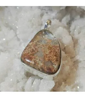 pendentif argent pierre naturelle de quartz lodolite