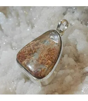 pendentif argent pierre naturelle de quartz lodolite