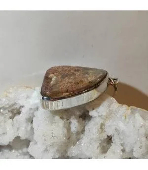 pendentif argent pierre naturelle de quartz lodolite