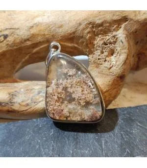 pendentif argent pierre naturelle de quartz lodolite