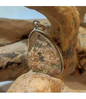 pendentif argent pierre naturelle de quartz lodolite