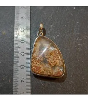 pendentif argent pierre naturelle de quartz lodolite