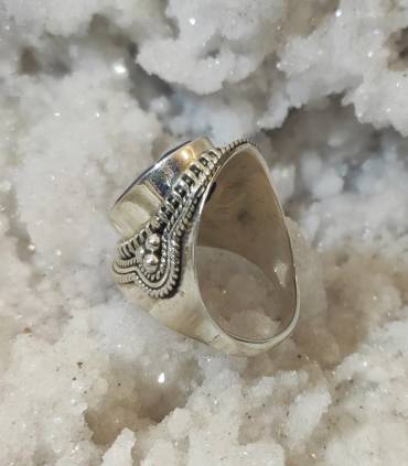 Bague argent bijou ethnique racine de saphir naturelle