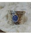 Bague argent martelé et pierre naturelle de cyanite bleue