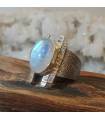 Bague argent "futuriste" pierre de lune naturelle