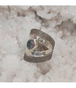 Bague argent pierre tourmaline melon d'eau