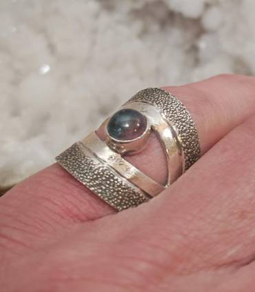 bague en argent et pierre naturelle de tourmaline melon d'eau