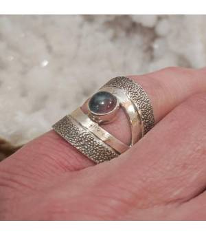 Bague argent pierre tourmaline melon d'eau