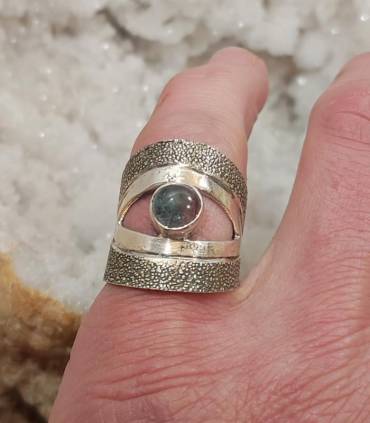 bague en argent et pierre naturelle de tourmaline melon d'eau