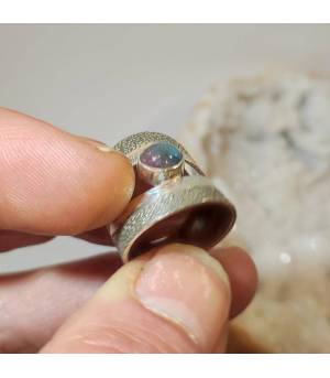 Bague argent pierre tourmaline melon d'eau
