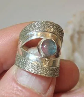 Bague argent pierre tourmaline melon d'eau