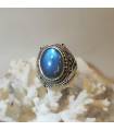 Bague argent bijou ethnique pierre naturelle labradorite