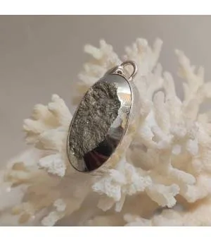 Pendentif argent pierre naturelle pyrite.