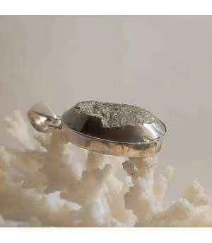 Pendentif argent pierre naturelle pyrite.
