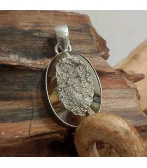 Pendentif argent pierre naturelle pyrite.